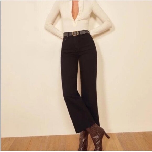 Reformation Emma High Rise Wide Leg Jeans '90s Relaxed Black Washed Denim 28 - Picture 11 of 11